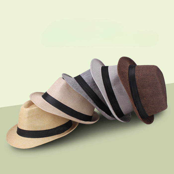 Wholesale Spring and Summer Hats Men's Solid Color Linen Hats Casual Couple Hats Sun Hats Jazz Hats Straw Hats Sunshade JDC-SH-DG002