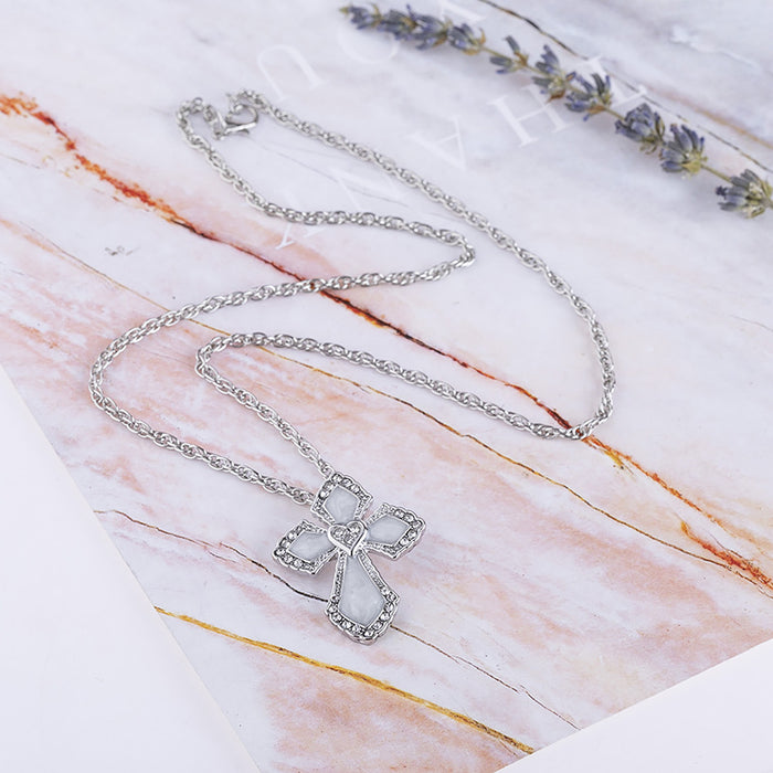 Wholesale Cross drip oil inlaid diamond pendant for men and women