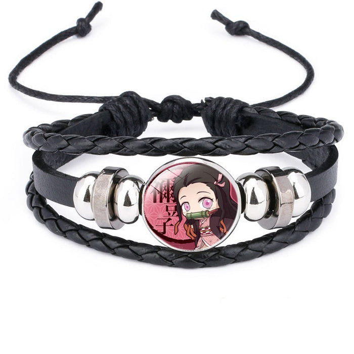 Wholesale Cartoon Time Gem Leather Handwoven Adjustable Bracelet