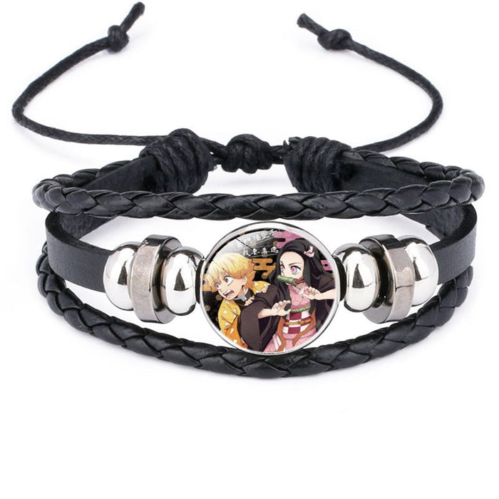 Wholesale Cartoon Time Gem Leather Handwoven Adjustable Bracelet