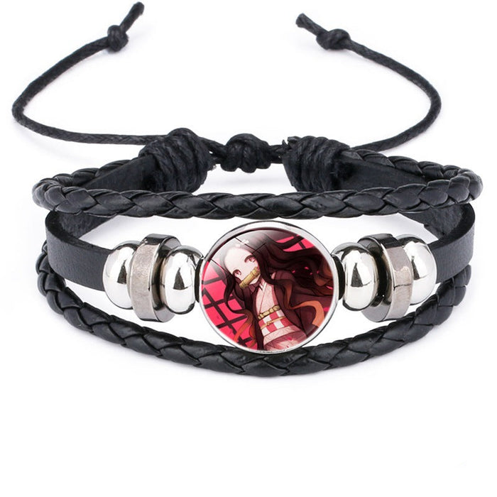 Wholesale Cartoon Time Gem Leather Handwoven Adjustable Bracelet