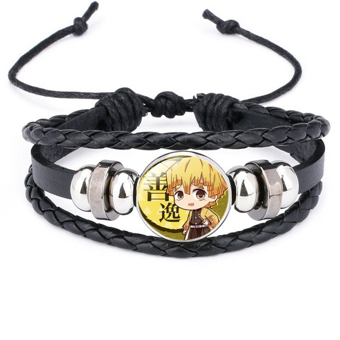 Wholesale Cartoon Time Gem Leather Handwoven Adjustable Bracelet