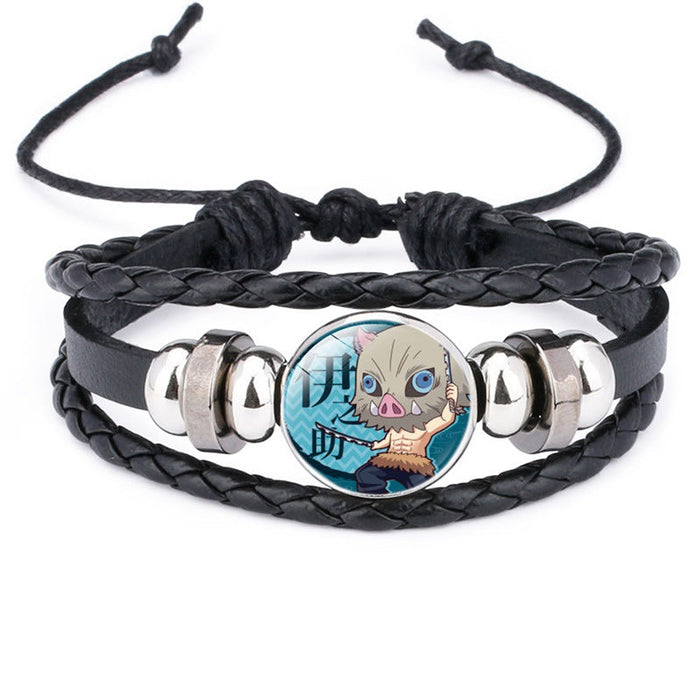Wholesale Cartoon Time Gem Leather Handwoven Adjustable Bracelet