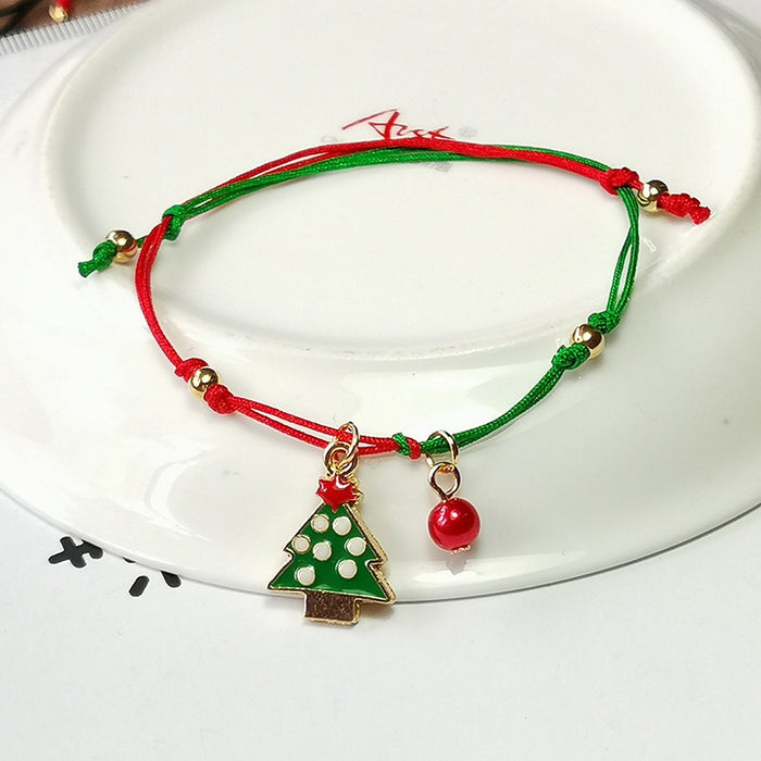 Wholesale Christmas Ornaments Gift  Snowflake Elk Christmas Tree Woven Bracelet