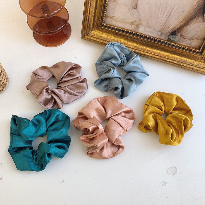 Wholesale Silk satin retro solid color headband, bun shaped hair, rope headband