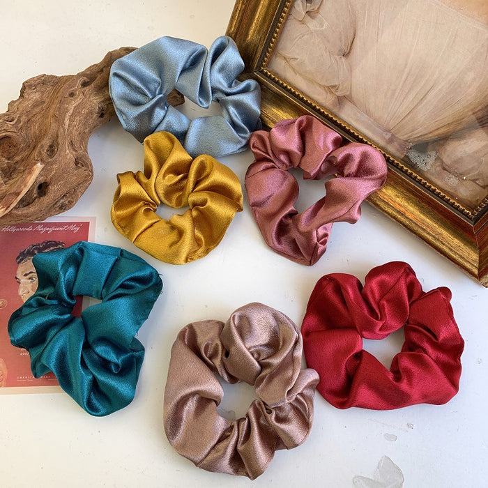 Wholesale Silk satin retro solid color headband, bun shaped hair, rope headband