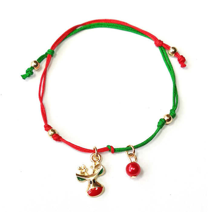 Wholesale Christmas Ornaments Gift  Snowflake Elk Christmas Tree Woven Bracelet