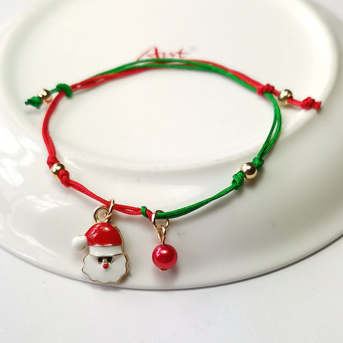 Wholesale Christmas Ornaments Gift  Snowflake Elk Christmas Tree Woven Bracelet
