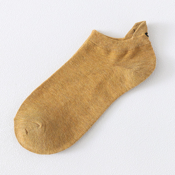 Wholesale Short socks with personalized heel embroidery, smiling face, boat socks, cotton socks