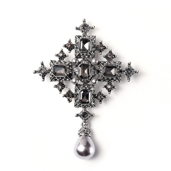 Wholesale Baroque Style Rhinestone Brooches Pearl Feminine Coat Pin Accessories