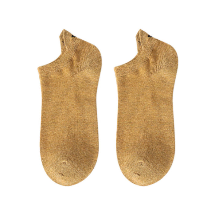 Wholesale Short socks with personalized heel embroidery, smiling face, boat socks, cotton socks