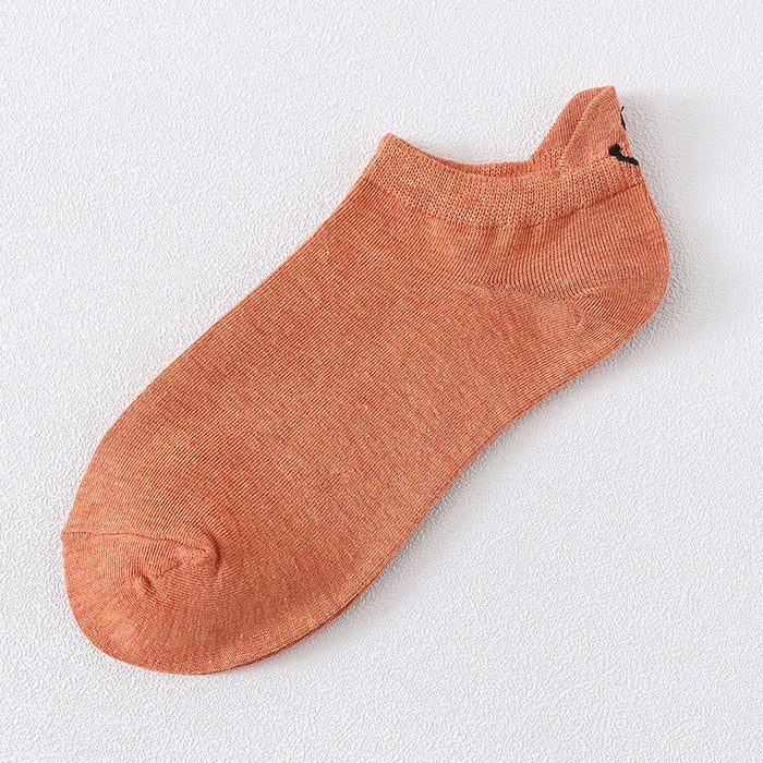 Wholesale Short socks with personalized heel embroidery, smiling face, boat socks, cotton socks
