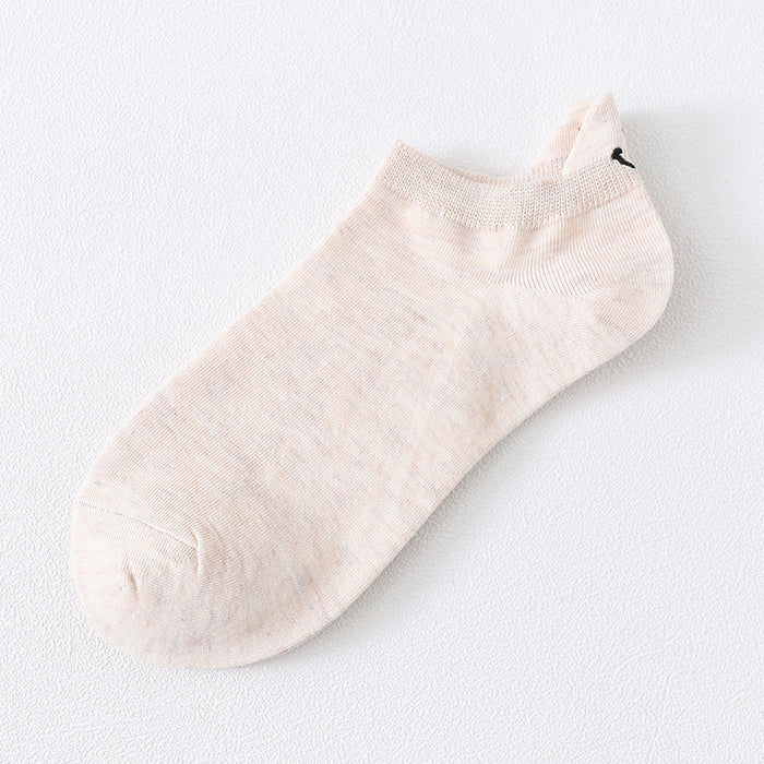 Wholesale Short socks with personalized heel embroidery, smiling face, boat socks, cotton socks