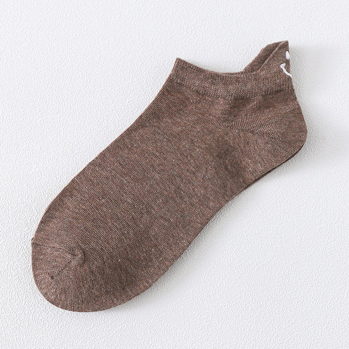 Wholesale Short socks with personalized heel embroidery, smiling face, boat socks, cotton socks