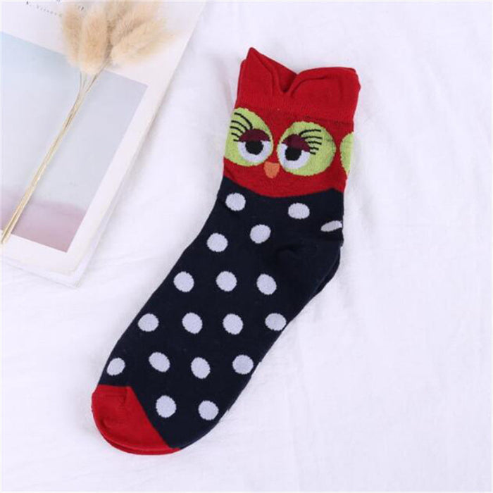 Wholesale Japanese Style Women's Socks Cartoon Owl Cute Animal JDC-SK-CG018