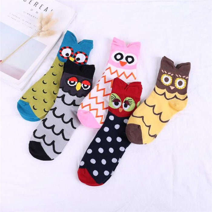 Wholesale Japanese Style Women's Socks Cartoon Owl Cute Animal JDC-SK-CG018