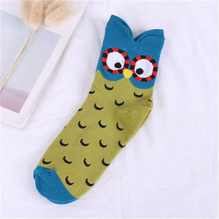 Wholesale Japanese Style Women's Socks Cartoon Owl Cute Animal JDC-SK-CG018