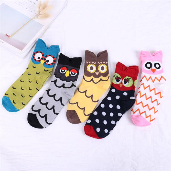 Wholesale Japanese Style Women's Socks Cartoon Owl Cute Animal JDC-SK-CG018