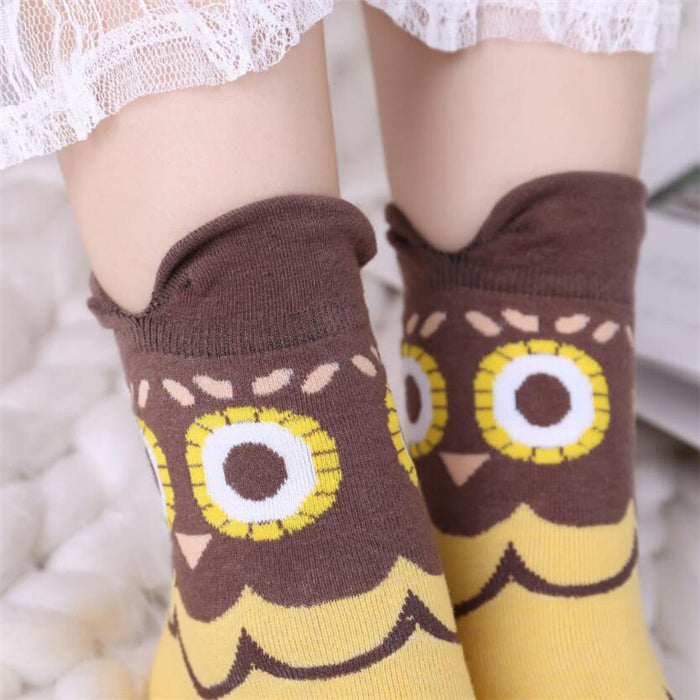 Wholesale Japanese Style Women's Socks Cartoon Owl Cute Animal JDC-SK-CG018