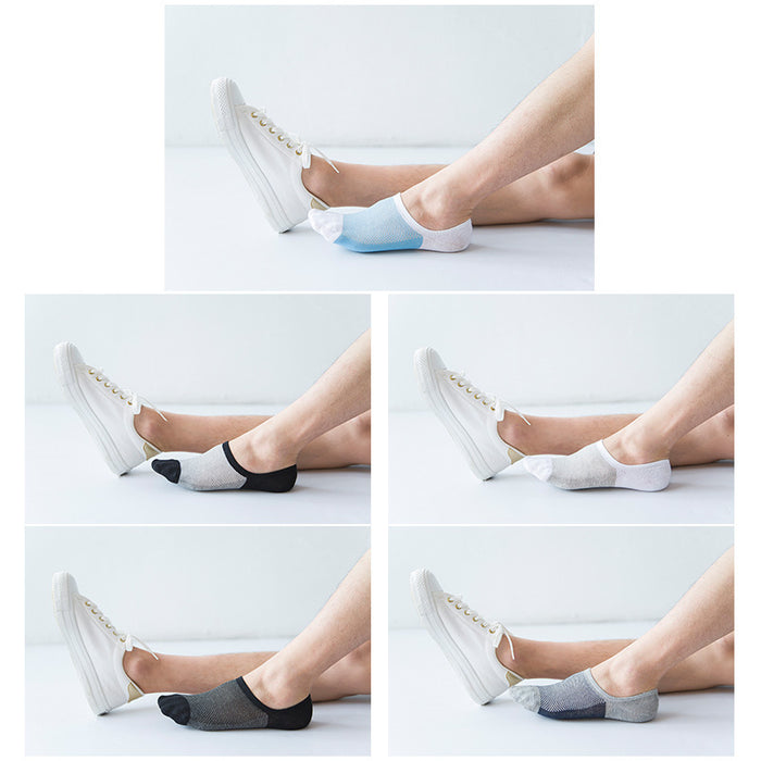 Wholesale Mesh breathable invisible boat socks, anti odor and sweat absorbing silicone anti slip socks