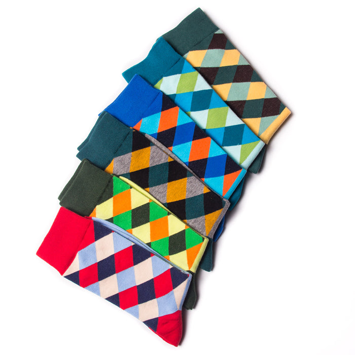 Wholesale British Geometric Diamond Cross Men's Cotton Socks JDC-SK-CG012