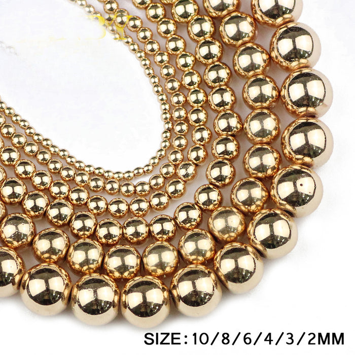 Wholesale 10pcs Round Beads 8mm DIY Bracelet with Non Fading Small Gold Beads JDC-BDS-YJ001