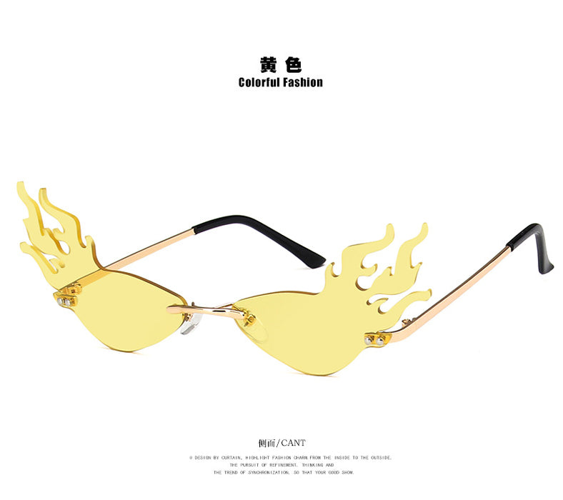 Wholesale Sunglasses Resin Frameless Flame Irregular JDC-SG-PLS105