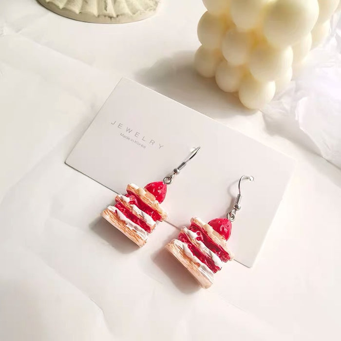 Wholesale Sweet and Personalized Strawberry Cake Earrings