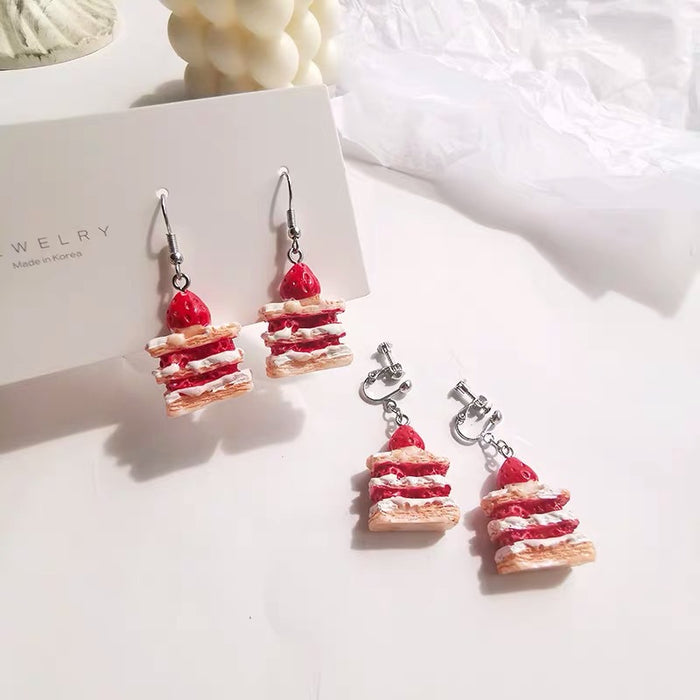 Wholesale Sweet and Personalized Strawberry Cake Earrings