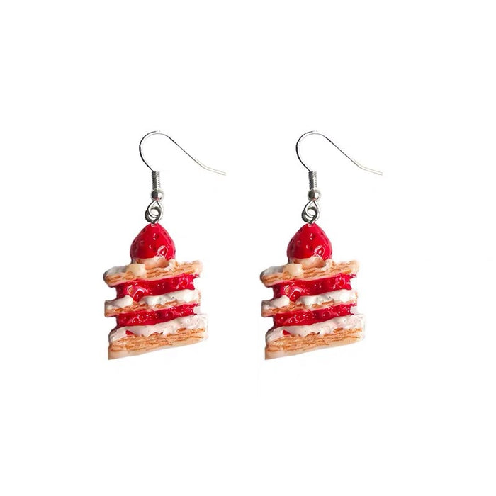 Wholesale Sweet and Personalized Strawberry Cake Earrings