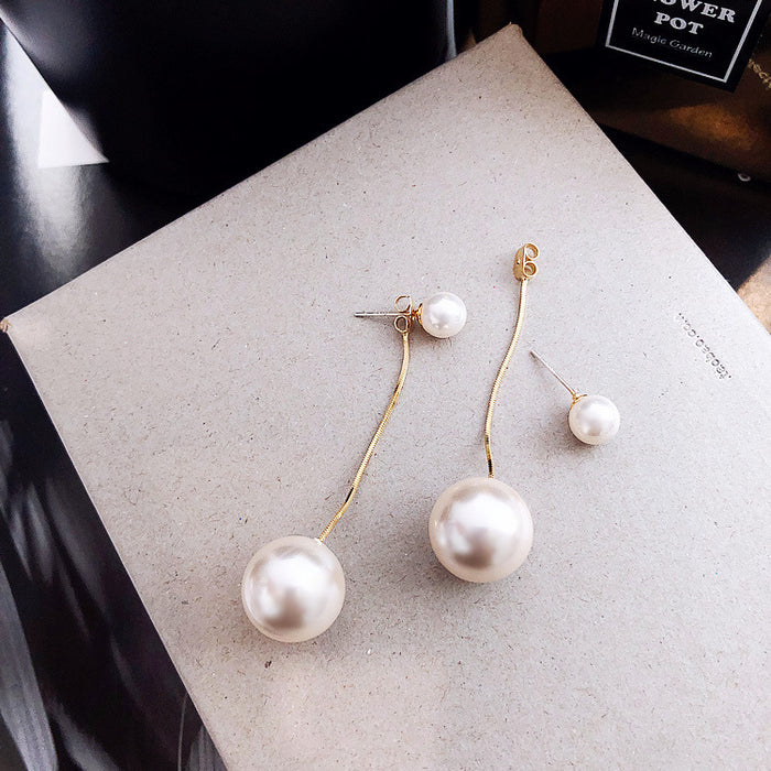 Wholesale Silver Needle Pearl Earrings Women's Long Tassel Earrings Jewelry