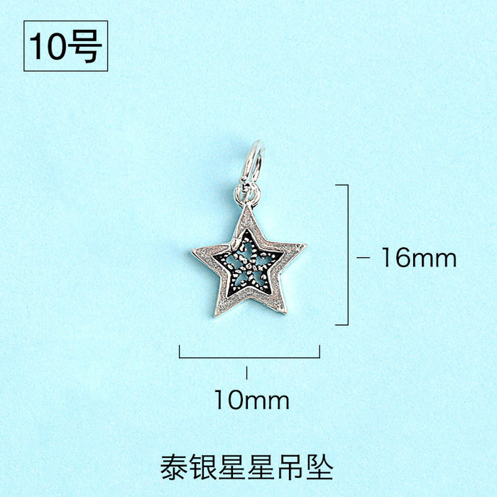 Wholesale S925 Pure Yintai Pendant Diamond Star Moon Sun Moon Star DIY Hand-made Material Bag Thai Silver Pendant
