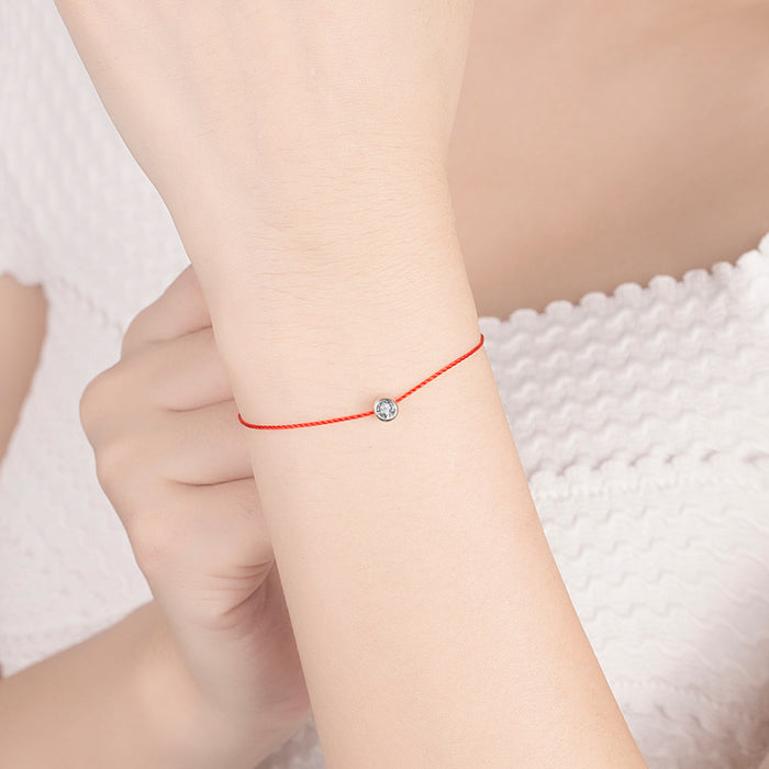 Wholesale Red Rope Bracelet With Single Stone Gold Plated Copper Women S Lucky Zodiac Year Gift Everyday Wear Boutique Resale