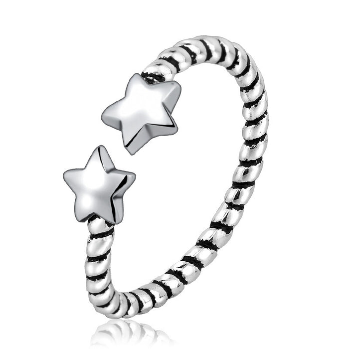 Wholesale Trendy Women S Star Ring Antique Thai Silver Finish Adjustable Jewelry Accessory