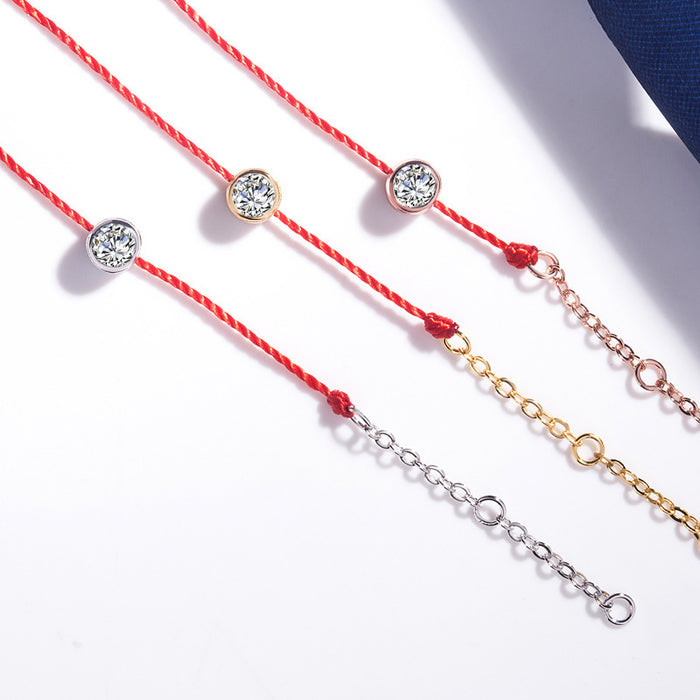 Wholesale Red Rope Bracelet With Single Stone Gold Plated Copper Women S Lucky Zodiac Year Gift Everyday Wear Boutique Resale