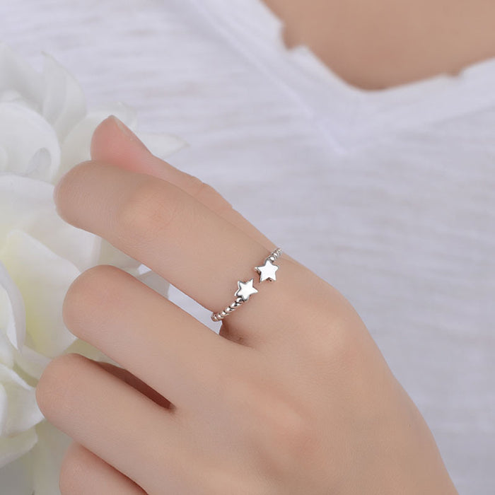 Wholesale Trendy Women S Star Ring Antique Thai Silver Finish Adjustable Jewelry Accessory