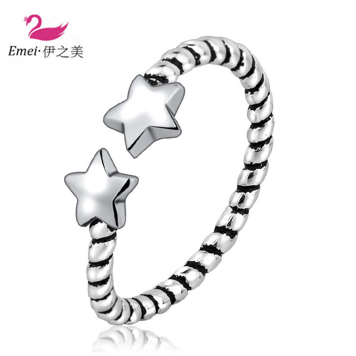 Wholesale Trendy Women S Star Ring Antique Thai Silver Finish Adjustable Jewelry Accessory