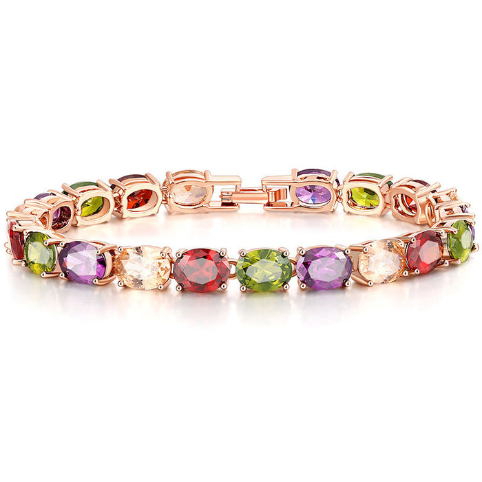Wholesale Bracelet Copper Jewelry Crystal Colorful Bracelet Rose Gold Colorful Bracelet Zircon Bracelet