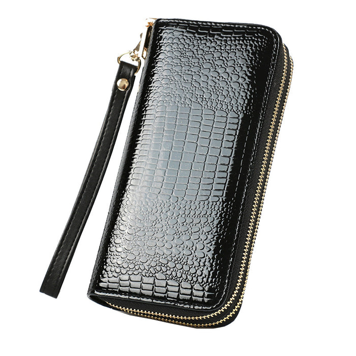 Wholesale Women's Wallet Long Bright Leather Crocodile Wallet Large Capacity Clutch Coin Purse