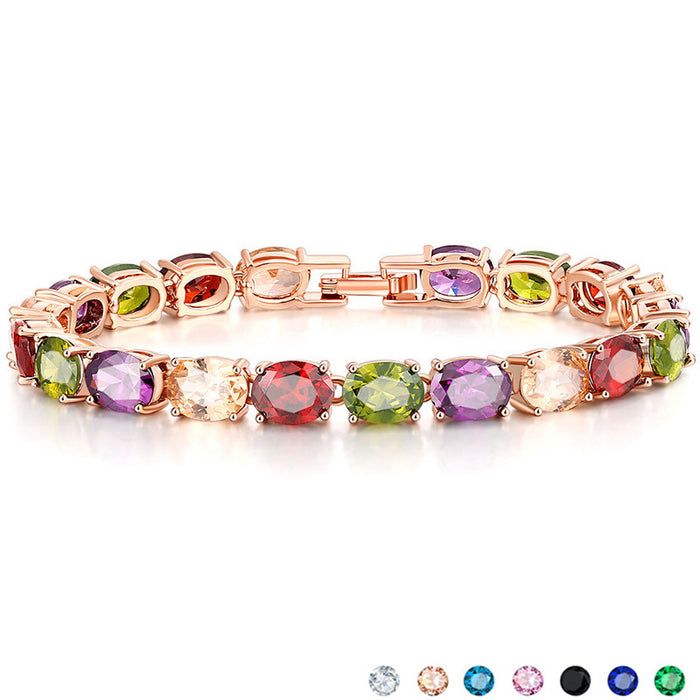 Wholesale Bracelet Copper Jewelry Crystal Colorful Bracelet Rose Gold Colorful Bracelet Zircon Bracelet