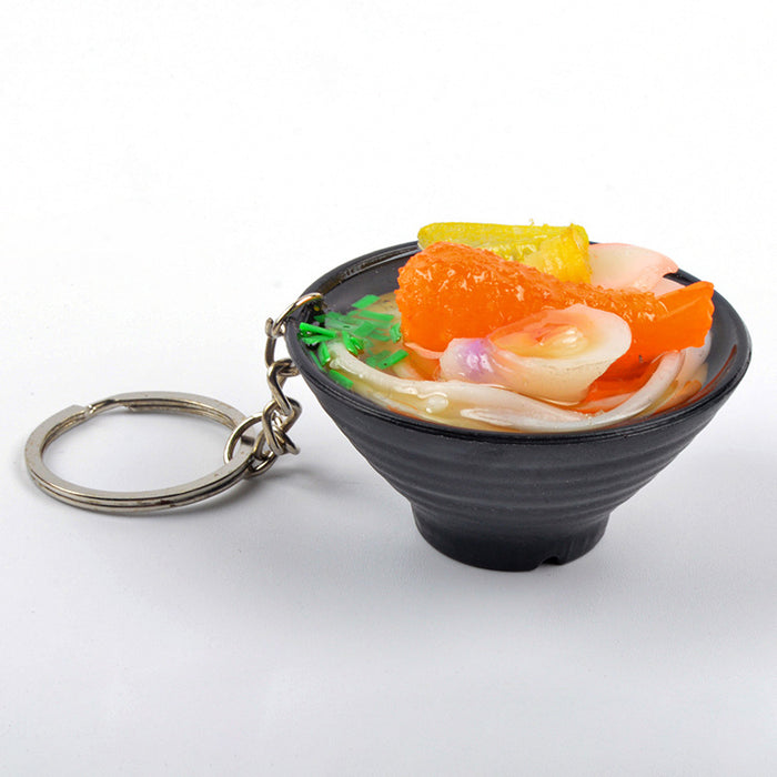 Wholesale Japanese Udon Noodle Keychain Charm PVC Food Simulation Pendant Decorative Bag Charm