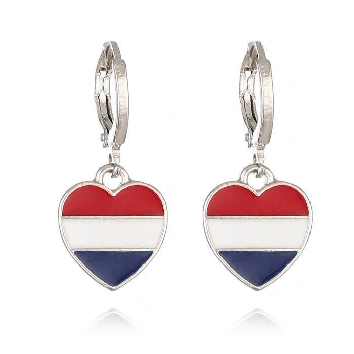 Wholesale Alloy Drop Oil Flag Earrings United Kingdom Flag Love Earrings Heart-shaped Flag Earrings