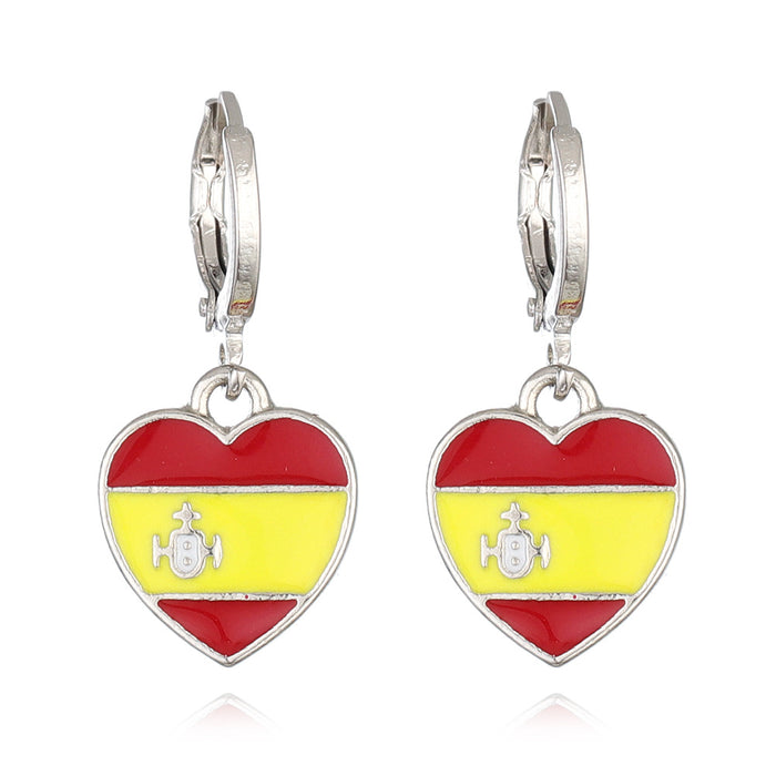 Wholesale Alloy Drop Oil Flag Earrings United Kingdom Flag Love Earrings Heart-shaped Flag Earrings
