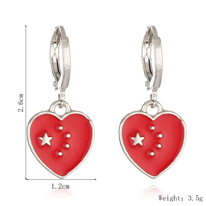 Wholesale Alloy Drop Oil Flag Earrings United Kingdom Flag Love Earrings Heart-shaped Flag Earrings