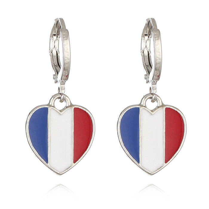 Wholesale Alloy Drop Oil Flag Earrings United Kingdom Flag Love Earrings Heart-shaped Flag Earrings