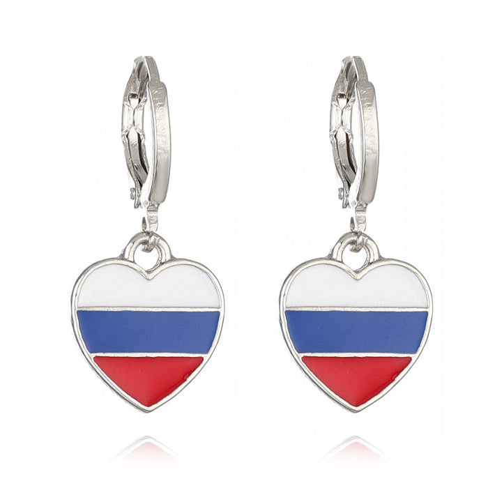 Wholesale Alloy Drop Oil Flag Earrings United Kingdom Flag Love Earrings Heart-shaped Flag Earrings