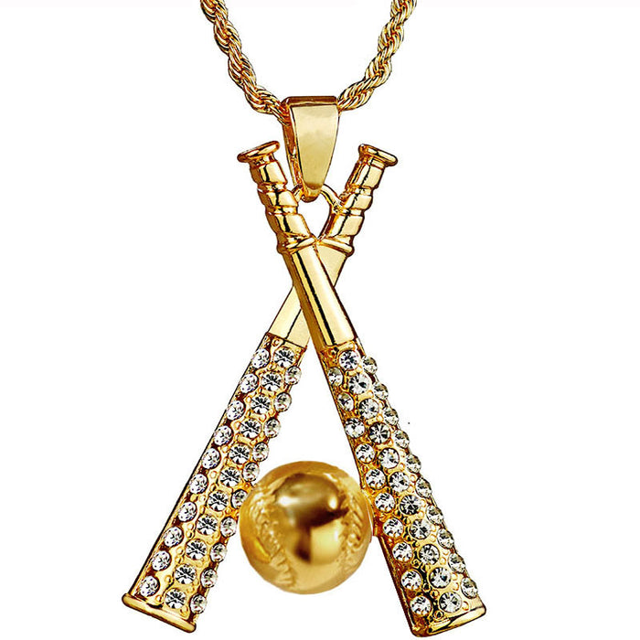 Wholesale Stainless Steel Full Diamond Gold-plated Men's Necklace JDC-NE-ChengHan004