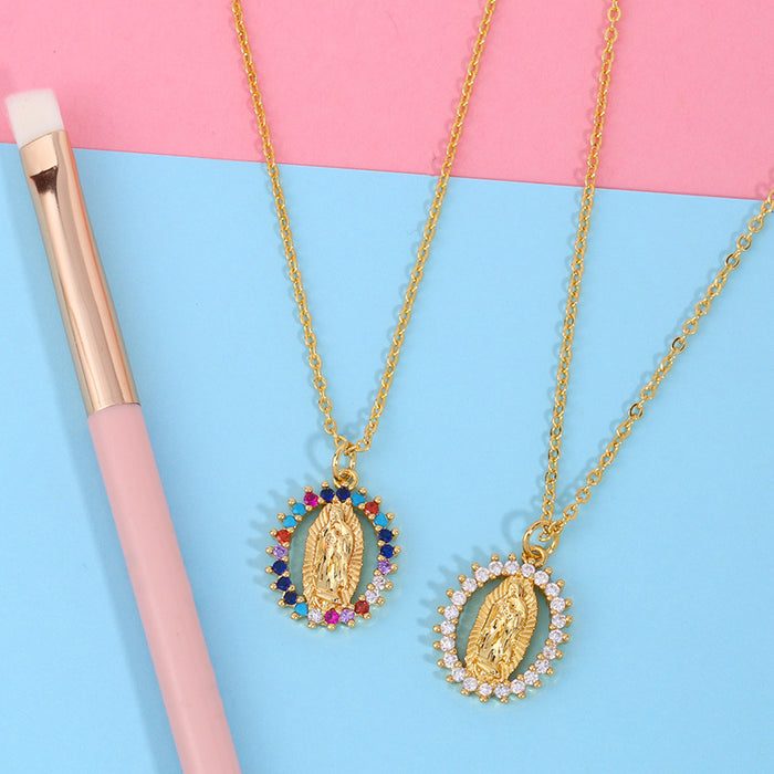 Wholesale Virgin Mary Geometric Pendant Necklace JDC-NE-AS005