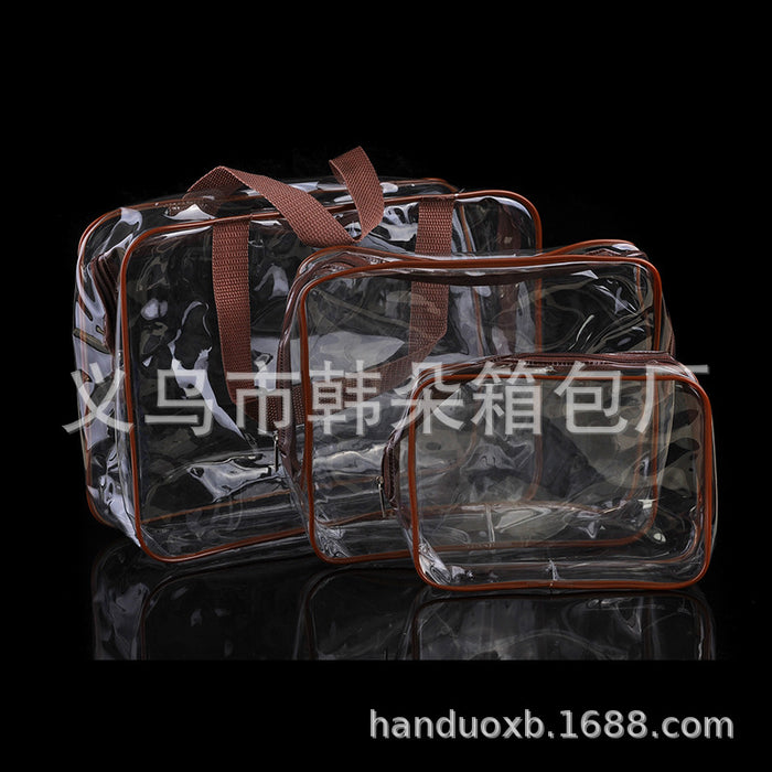 Wholesale PVC Transparent Toiletry Bag Cosmetic Bag Three-piece Set JDC-CB-HanDuo001