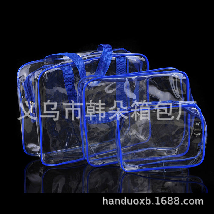 Wholesale PVC Transparent Toiletry Bag Cosmetic Bag Three-piece Set JDC-CB-HanDuo001